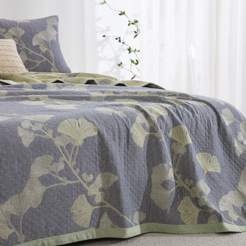 Ownkoti Ginkgo Inspired Natural Cotton Reversible Quilt - image 5