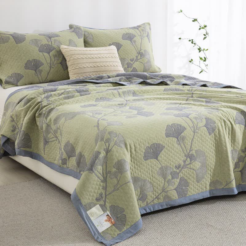 Ownkoti Ginkgo Inspired Natural Cotton Reversible Quilt - image 13