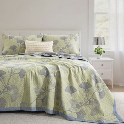 Ownkoti Ginkgo Inspired Natural Cotton Reversible Quilt - image 14