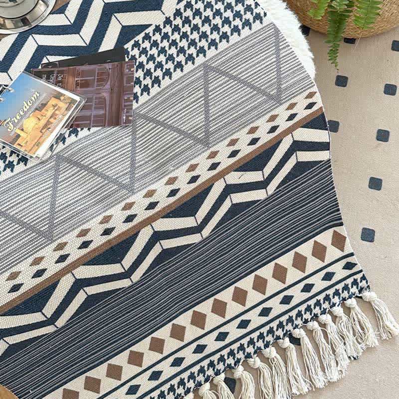 Geometric Tassel Cotton Linen Functional Mat - image 4