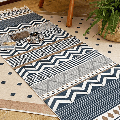 Geometric Tassel Cotton Linen Functional Mat - 23" x 71" - image 0