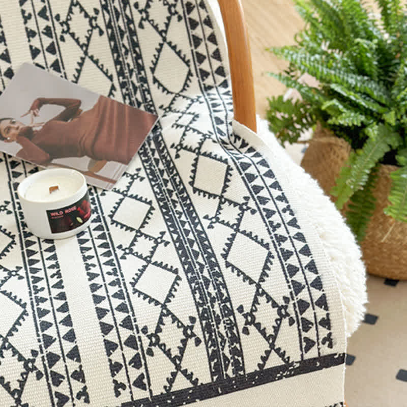 Geometric Tassel Cotton Linen Mat - image 6