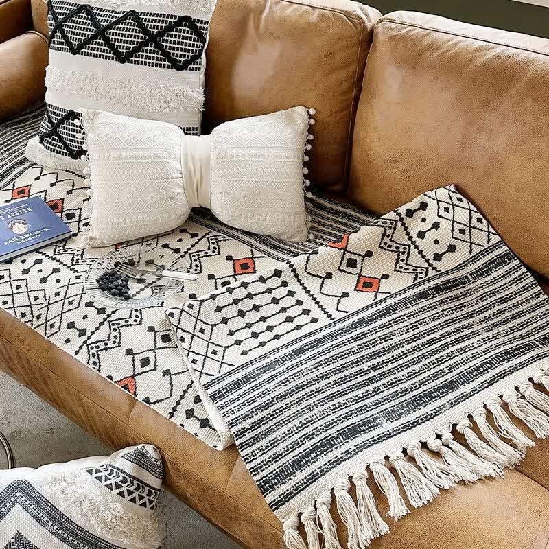 Nordic Geometric Cotton Linen Functional Mat - image 1