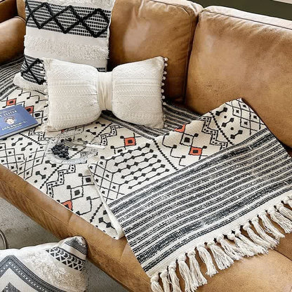 Nordic Geometric Cotton Linen Functional Mat - image 1