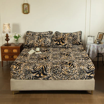 Leopard Print Plush Fitted Sheet Blanket - Fitted Sheet - King - image 2