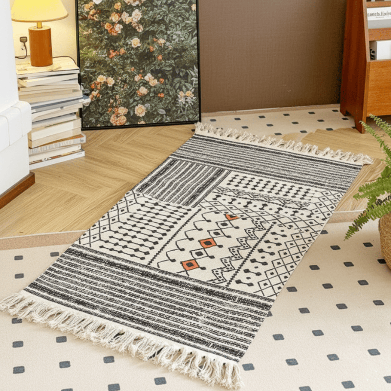 Nordic Geometric Cotton Linen Functional Mat - image 3