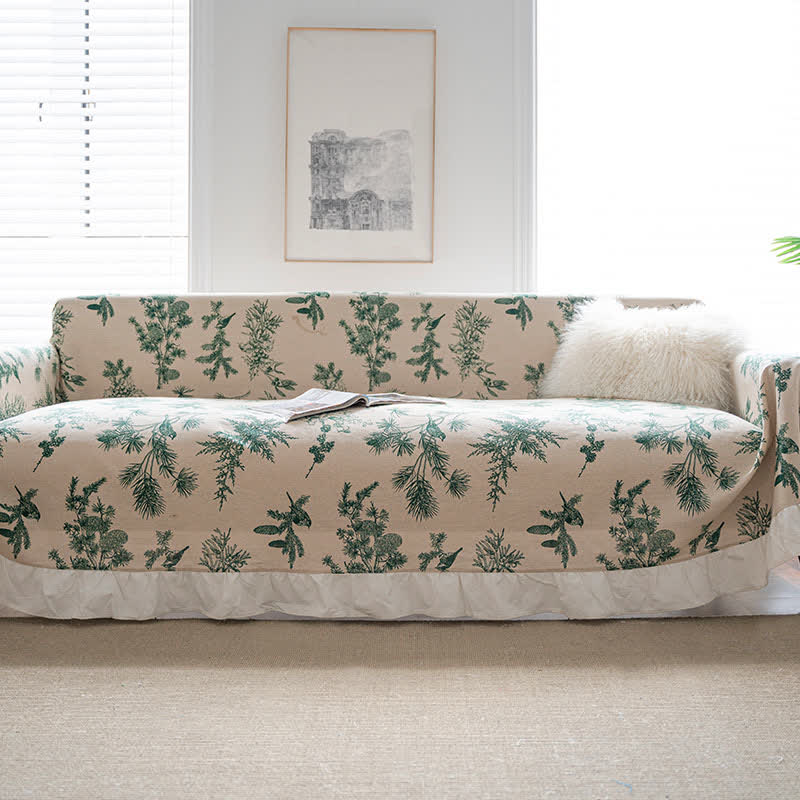 Green Pine Ruffled Sofa Throw Blanket - 71" x 134" - image 0
