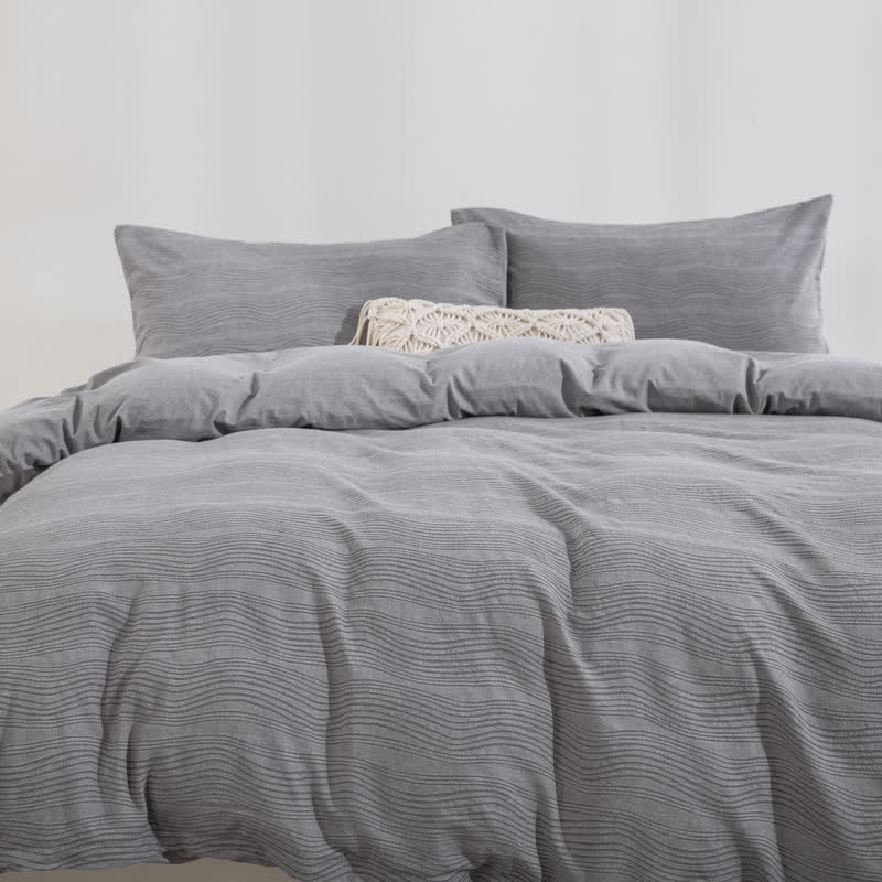 Ownkoti Neutral Wave Pattern Cotton Bedding Set(3PCS) - image 1