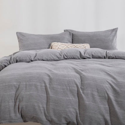 Ownkoti Neutral Wave Pattern Cotton Bedding Set(3PCS) - image 1