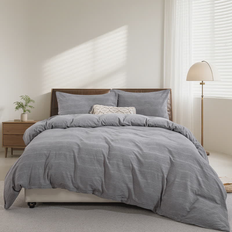 Ownkoti Neutral Wave Pattern Cotton Bedding Set(3PCS) - Cal King - image 0