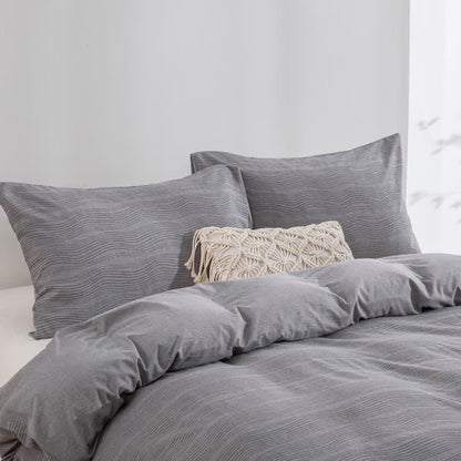 Ownkoti Neutral Wave Pattern Cotton Bedding Set(3PCS) - image 2