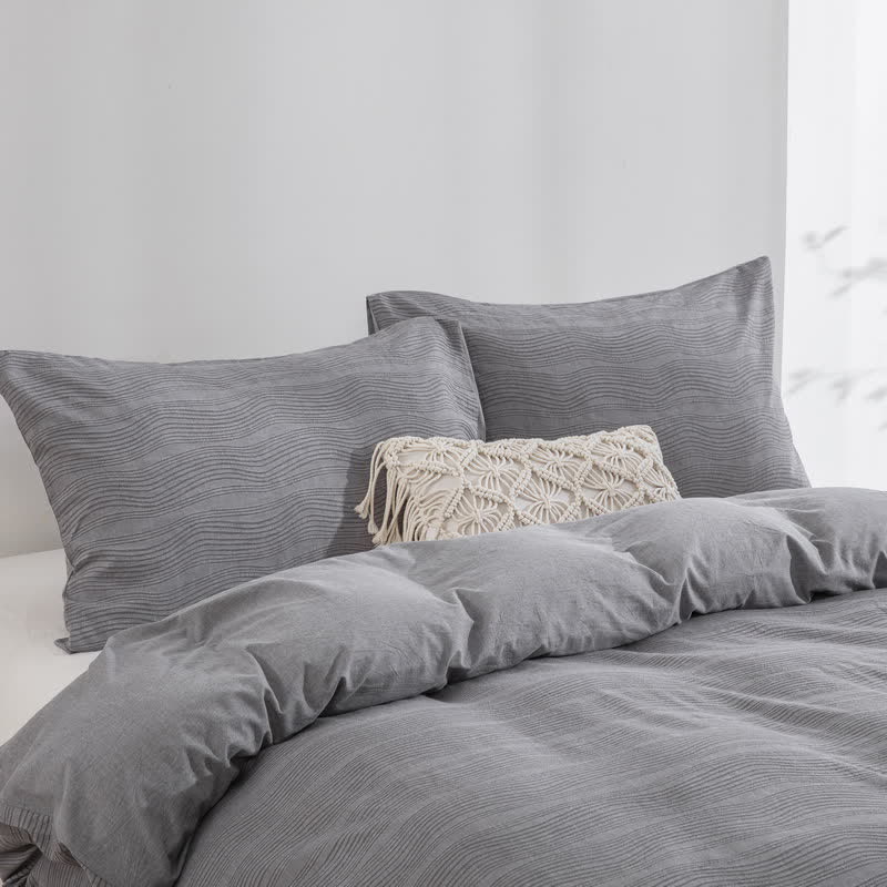 Ownkoti Neutral Wave Pattern Cotton Bedding Set(3PCS) - image 2