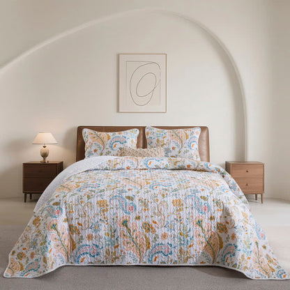 Floral Paisley Quilted Cotton Bedding Set(3PCS) - King - image 0