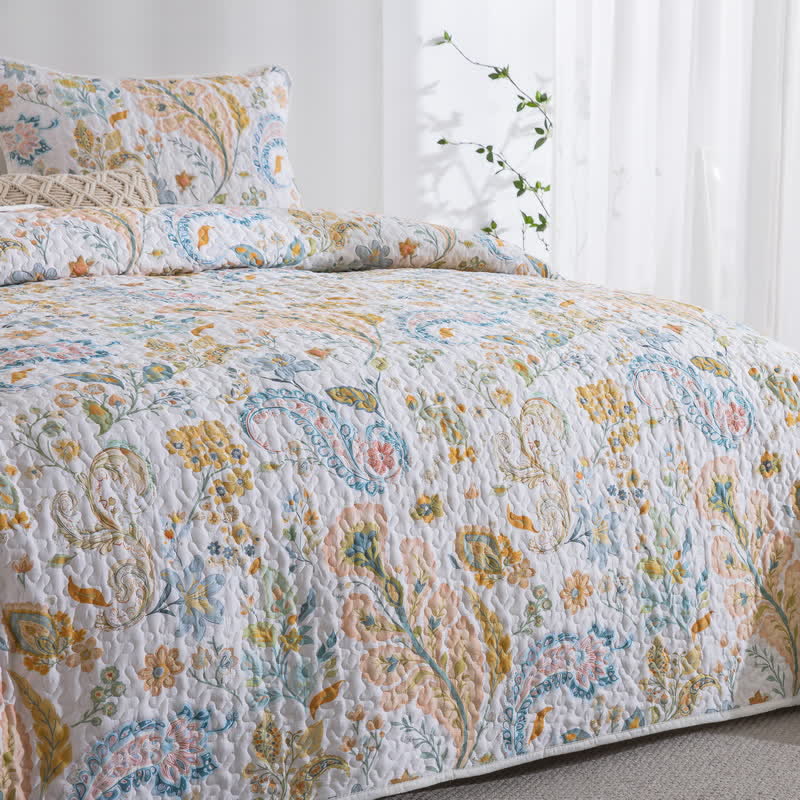 Ownkoti Floral Paisley Quilted Cotton Bedding Set(3PCS) - image 3