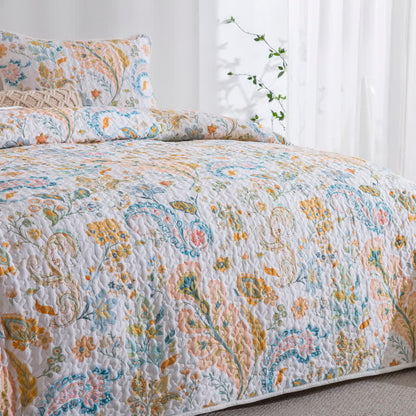 Floral Paisley Quilted Cotton Bedding Set(3PCS) - image 3