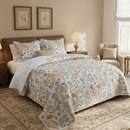 Ownkoti Floral Paisley Quilted Cotton Bedding Set(3PCS) - image 1