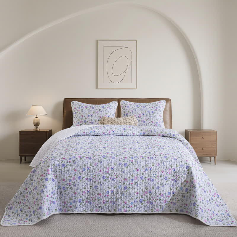 Quilted Cotton Refresh Floral Bedspread Set(3PCS) - King - image 0