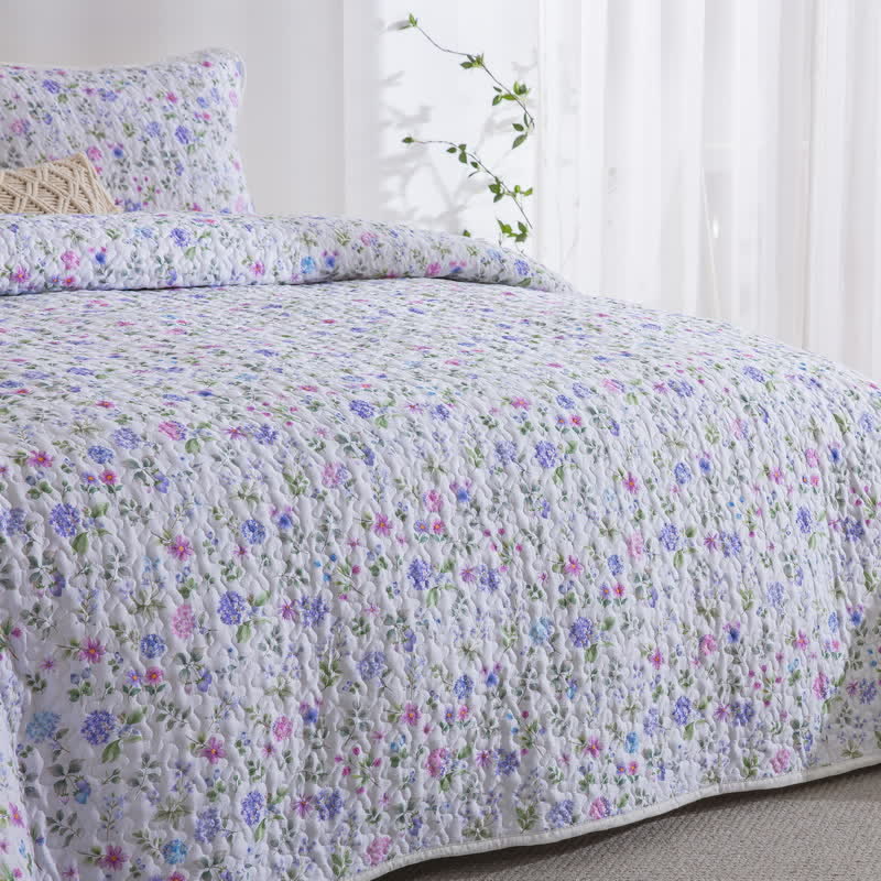 Quilted Cotton Refresh Floral Bedspread Set(3PCS) - image 2