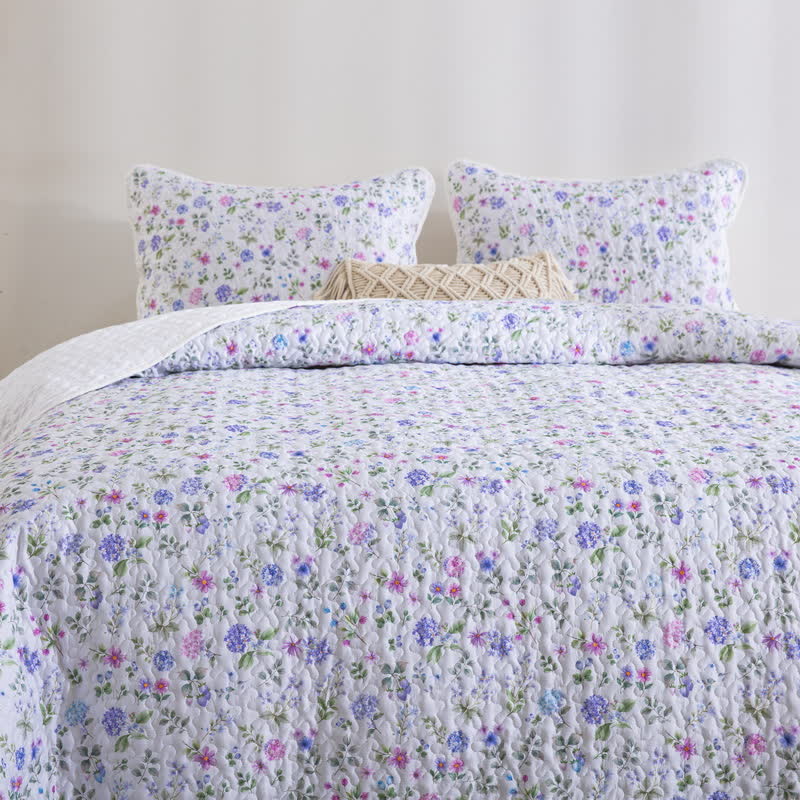 Quilted Cotton Refresh Floral Bedspread Set(3PCS) - image 3
