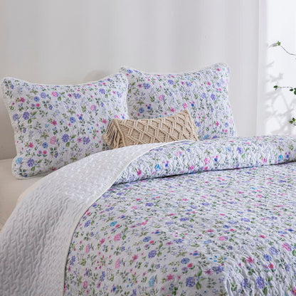 Quilted Cotton Refresh Floral Bedspread Set(3PCS) - image 1