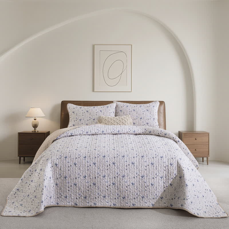 Serene Floral Quilted Floral Bedspread Set(3PCS) - King - image 0