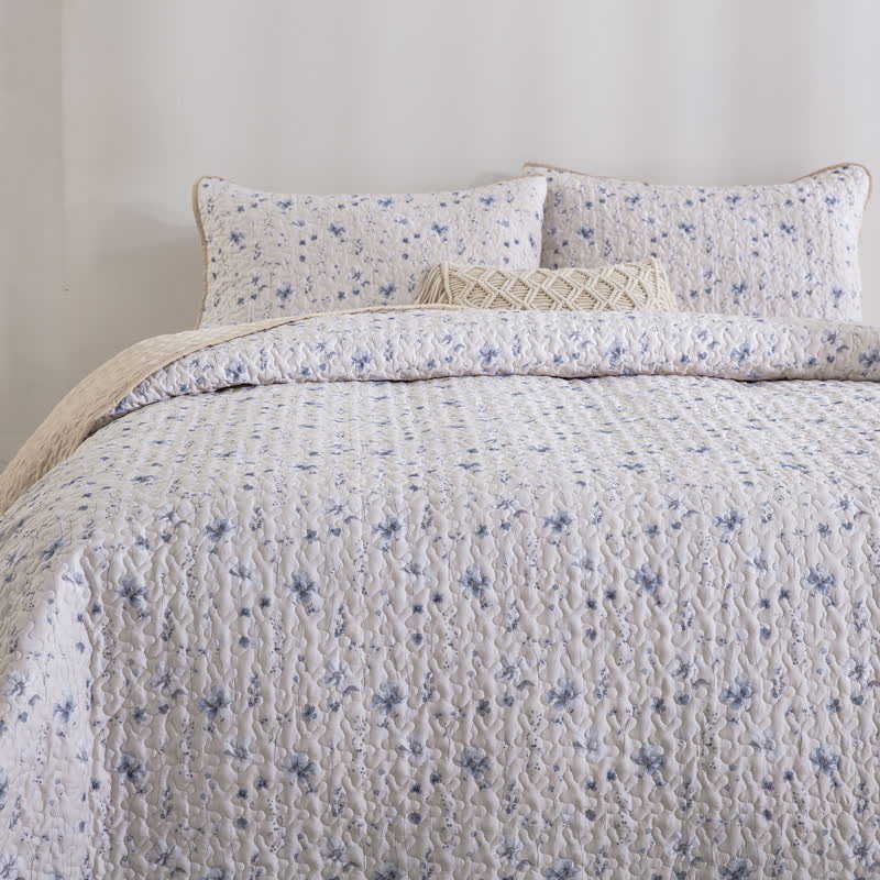 Ownkoti Serene Floral Quilted Floral Bedspread Set(3PCS) - image 1