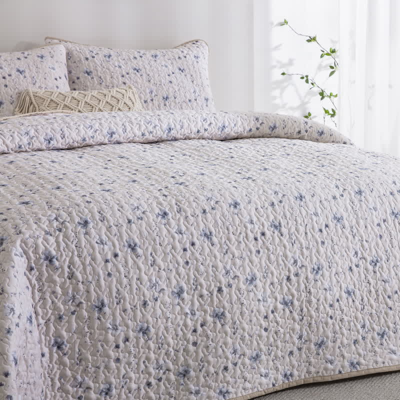 Serene Floral Quilted Floral Bedspread Set(3PCS) - image 2