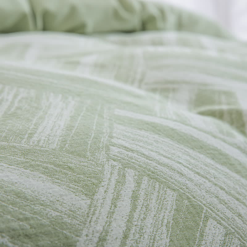 Ownkoti Green Herringbone Cotton Duvet Cover Set(3PCS) - image 5