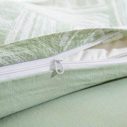 Green Herringbone Cotton Duvet Cover Set(3PCS) - image 6