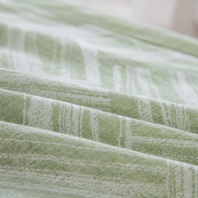 Green Herringbone Cotton Duvet Cover Set(3PCS) - image 8