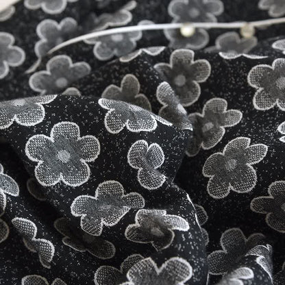 Black Floral Jacquard Natural Cotton Nightwear - image 4