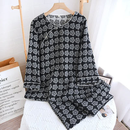 Black Floral Jacquard Natural Cotton Nightwear - Loungewear - XL - image 0