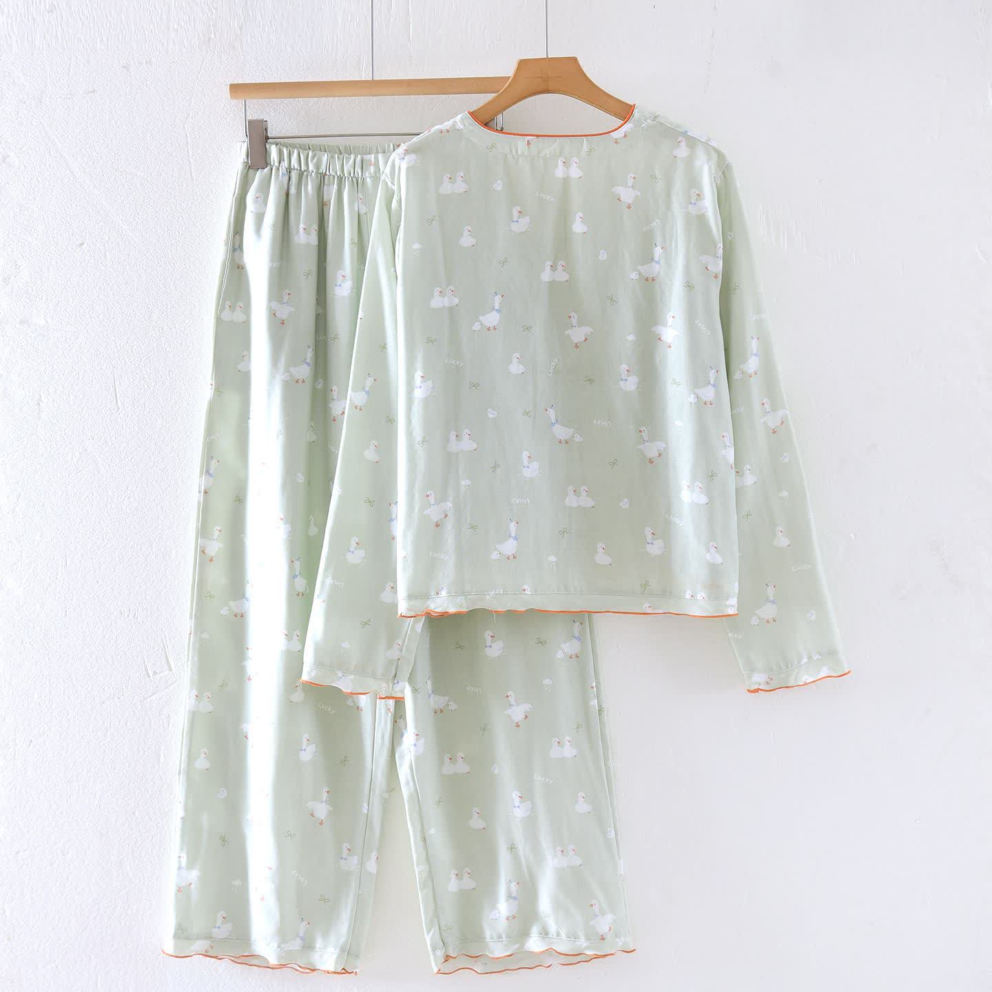 Cartoon Duck Cotton Gauze Loungewear Set - image 1