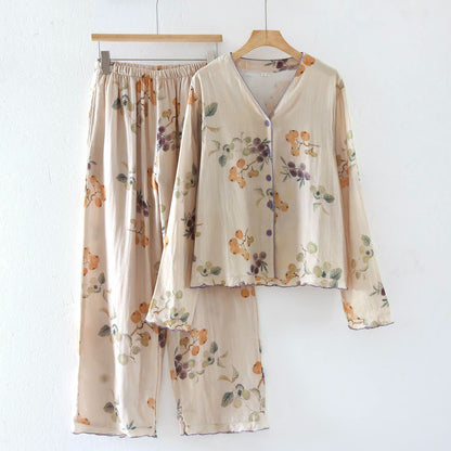 Leaf Fruit Cotton Gauze Loungewear Set - XL - image 0