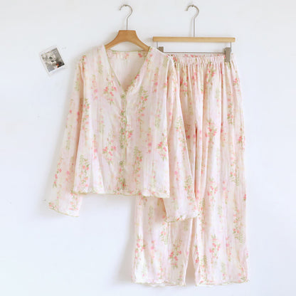 Pink Rose Cotton Gauze Loungewear Set - XL - image 0