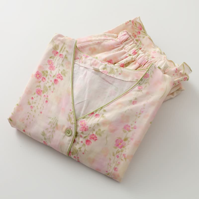 Pink Rose Cotton Gauze Loungewear Set - image 3