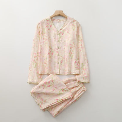Pink Rose Cotton Gauze Loungewear Set - image 1