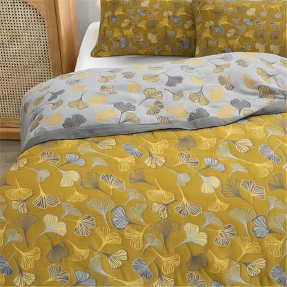 Ownkoti Ginkgo Biloba Organic Cotton Quilt - Yellow - Quilt with 2PCS Pillowcases - Cal King - image 0