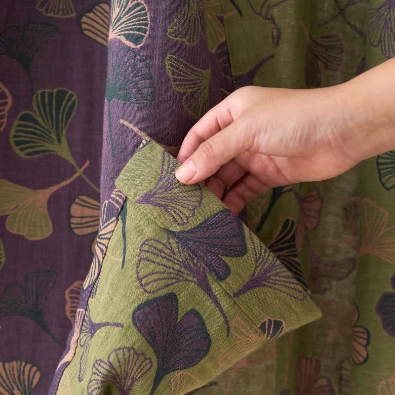 Ownkoti Ginkgo Leaf Cotton Gauze Japanese Robe - image 10