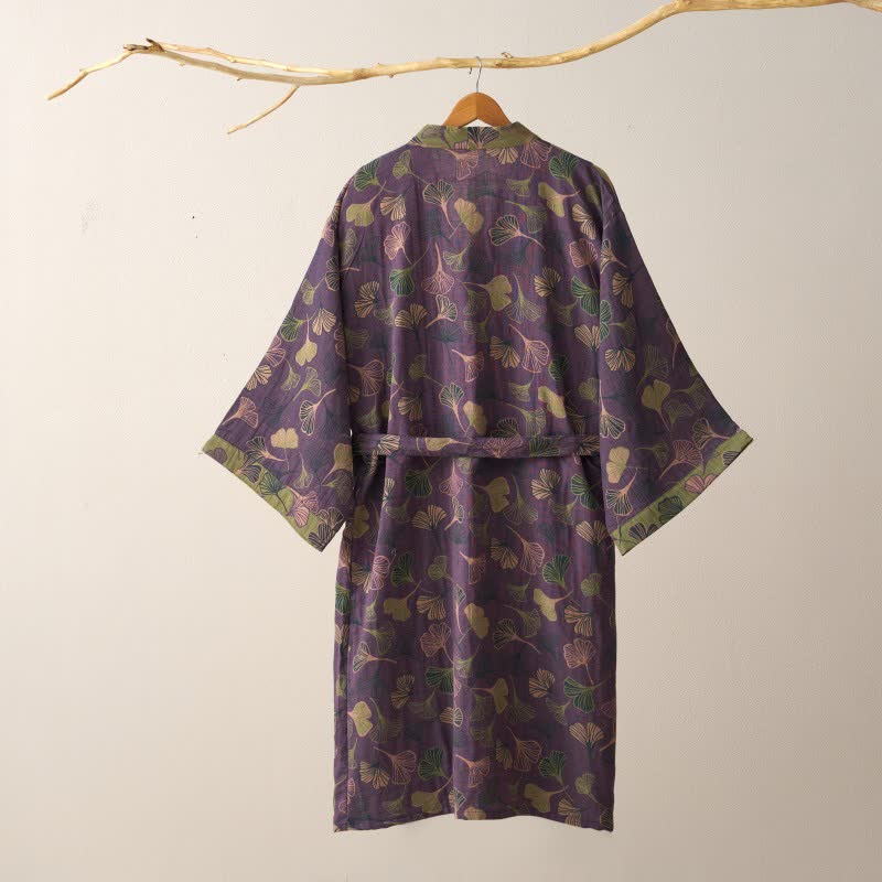 Ownkoti Ginkgo Biloba Cotton Gauze Kimono Robe - image 4