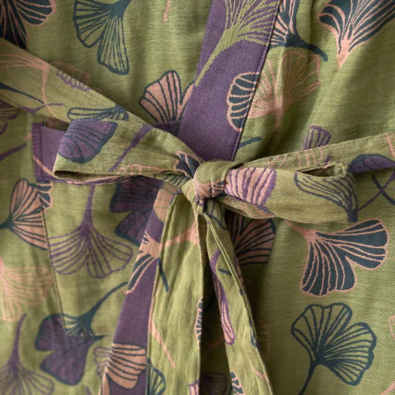 Ownkoti Ginkgo Biloba Cotton Gauze Kimono Robe - image 33
