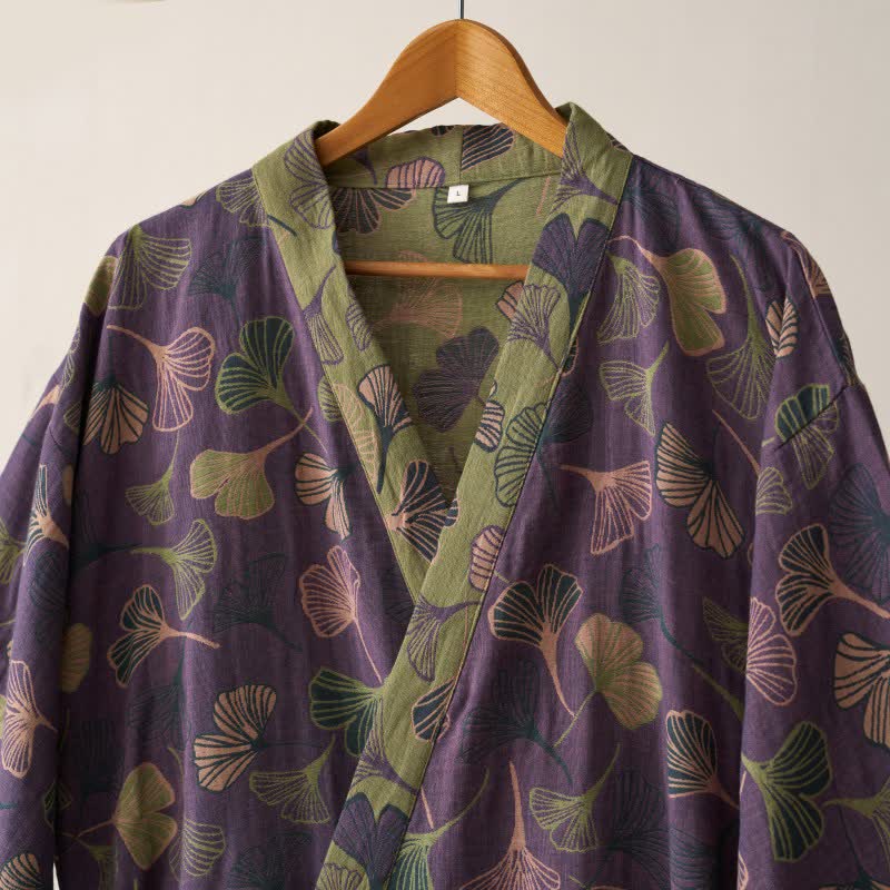 Ownkoti Ginkgo Biloba Cotton Gauze Kimono Robe - image 7