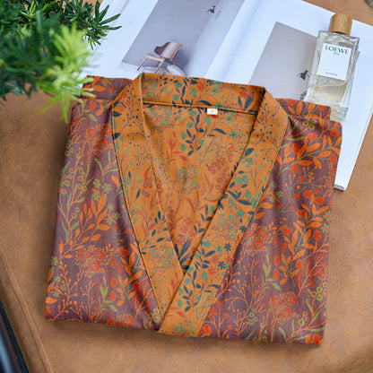 Ownkoti Vintage Leaf Cotton Gauze Kimono Robe - image 6