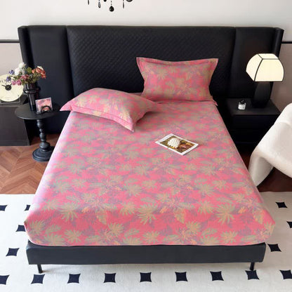 Artistic Leaf Cotton Gauze Fitted Sheet - image 4