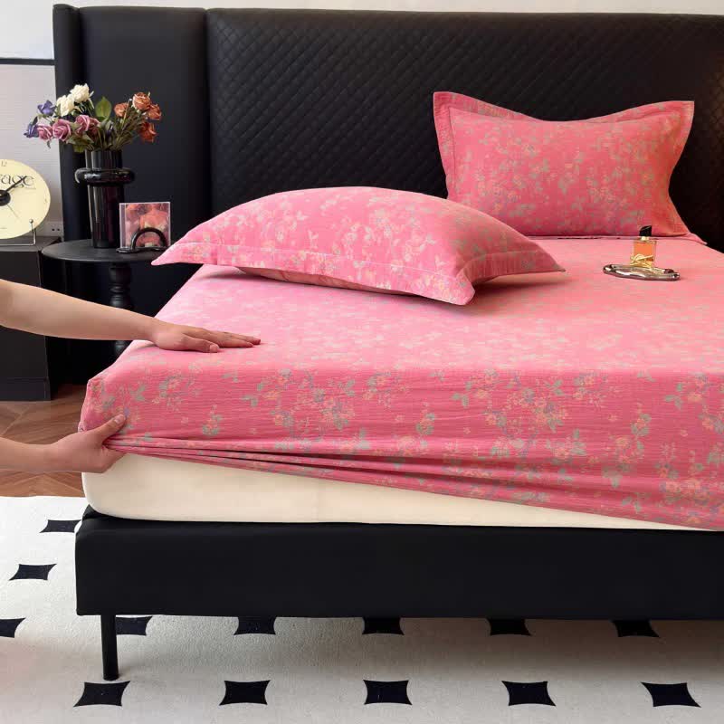 Plum Blossom Cotton Gauze Fitted Sheet - image 6