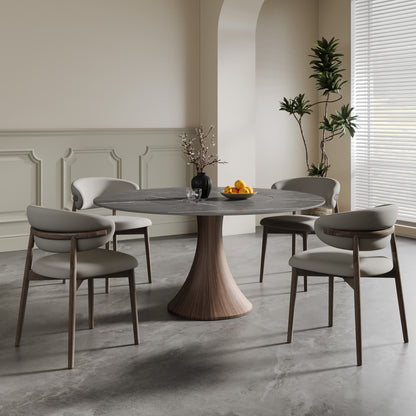 Built-in Lazy Susan Dining Table With Wood Base - image 1