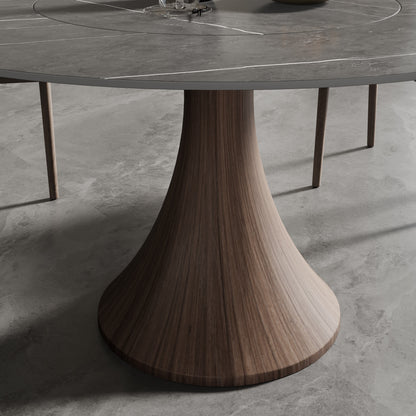 Built-in Lazy Susan Dining Table With Wood Base - image 3