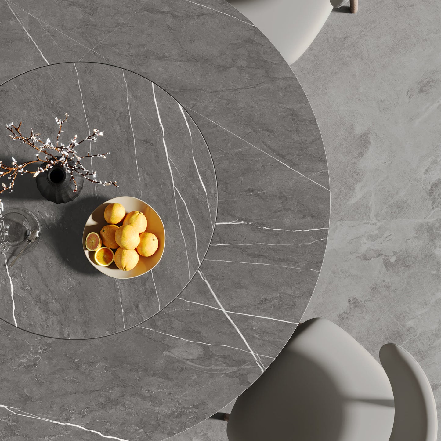 Built-in Lazy Susan Dining Table With Wood Base - image 5