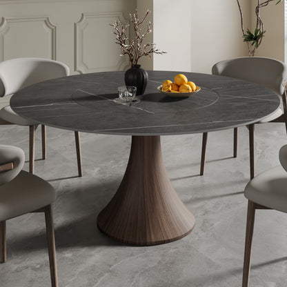 Built-in Lazy Susan Dining Table With Wood Base - image 7