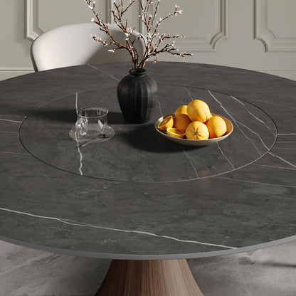 Built-in Lazy Susan Dining Table With Wood Base - image 9